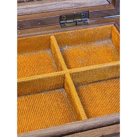 Vintage Mele Wooden Jewelry Dresser Music Box Cane Top Chest Boho Décor *FLAW* - Picture 15 of 16